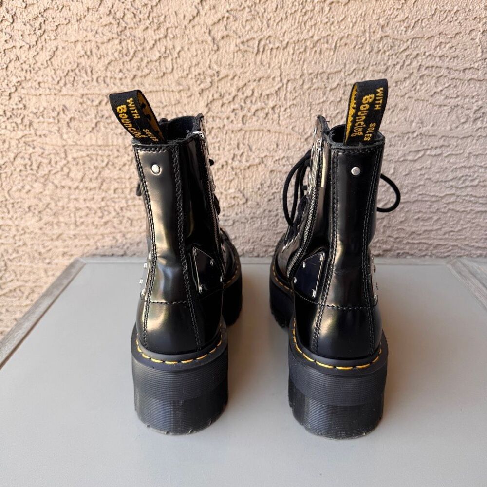 Dr. Martens Jadon Max Rebel Platform Boots Womens 10 Metal Plate Black Leather - Picture 4 of 16
